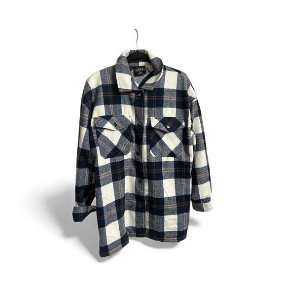 HFX Jackets & Blazers - HFX Blue Plaid Cozy Shirt Jacket Shacket
